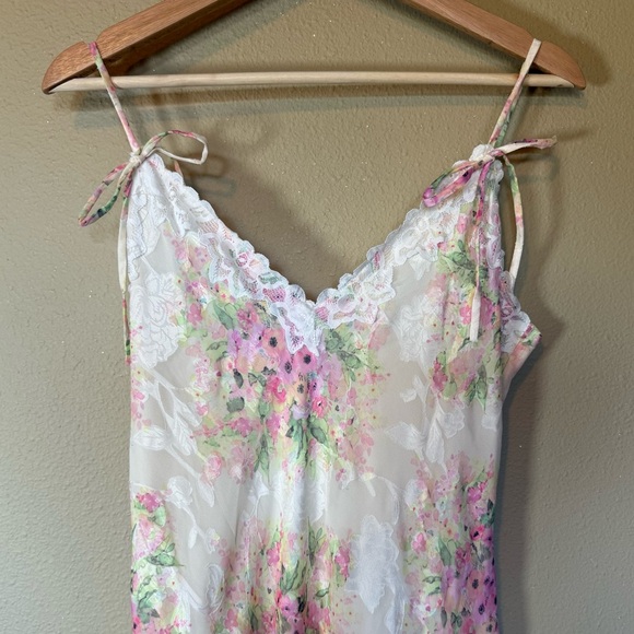 Lait Collection Lace Cream Pink Floral Dress New Size Large - Picture 4 of 5